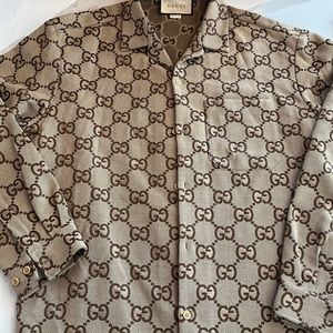 Gucci maxi GG collared long sleeve shirt